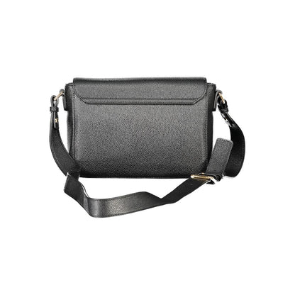 Mario Valentino Black Polyethylene Women Handbag with adjustable strap, perfect for eco-friendly fashion lovers.