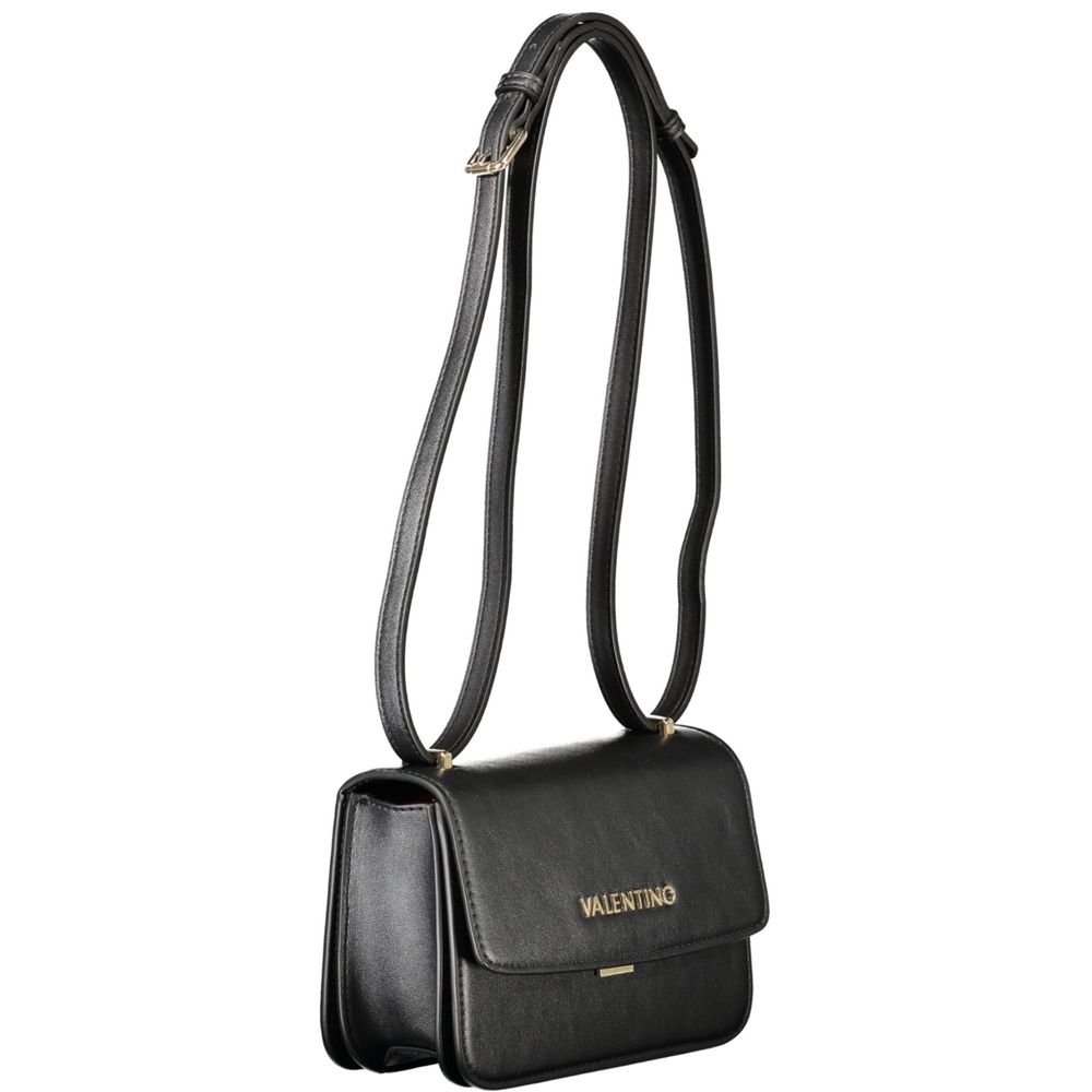 Mario Valentino Black Polyethylene Women Handbag with adjustable strap and gold logo