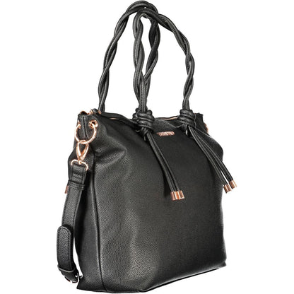 Mario Valentino Black Polyethylene Women Handbag with stylish handles and adjustable shoulder strap
