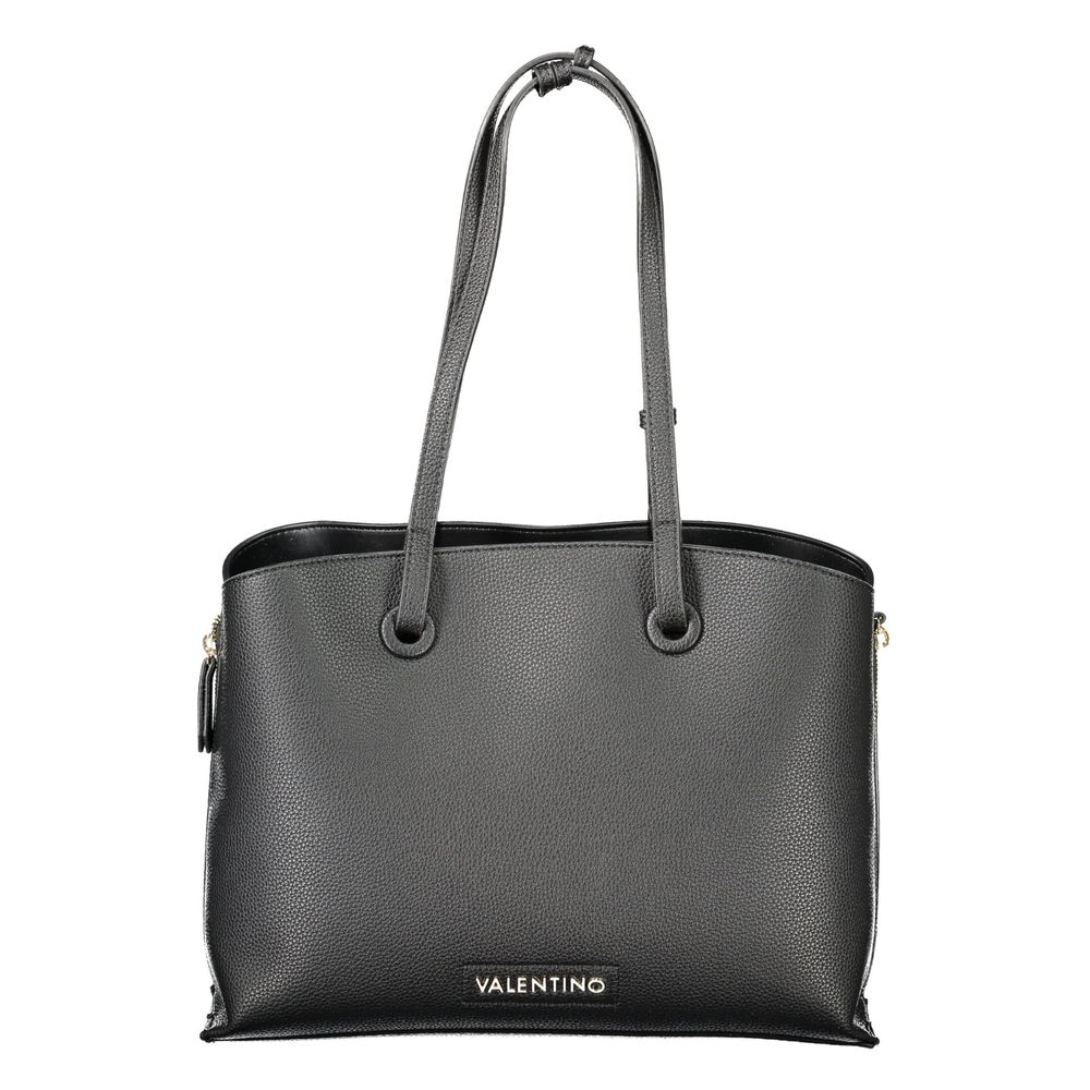 Mario Valentino Black Polyethylene Women Handbag with expandable zip and iconic logo