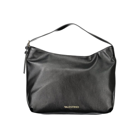 Mario Valentino Black Polyethylene Women Handbag with adjustable shoulder handle and iconic logo.