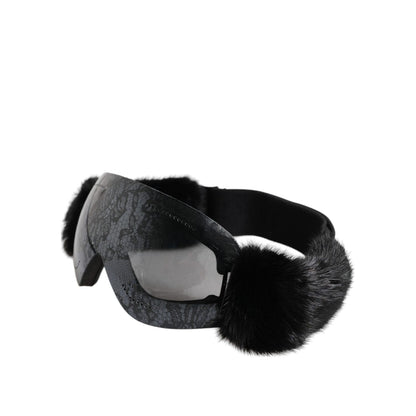 Dolce & Gabbana Black Bi0759 Lace Mirrored Ski Goggles Mask Sunglasses