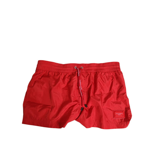 Dolce & Gabbana Red Drawstring Beachwear Men Shorts Swimwear