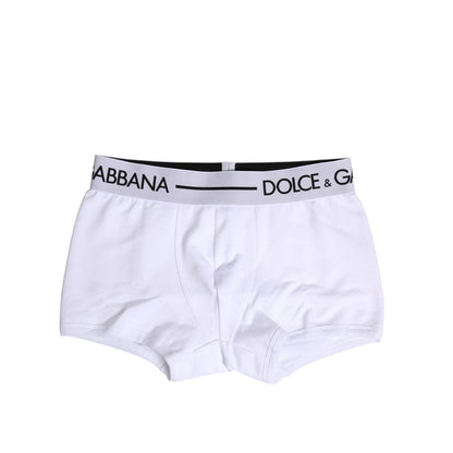 Dolce & Gabbana White Cotton Stretch Regular Boxer Underwear