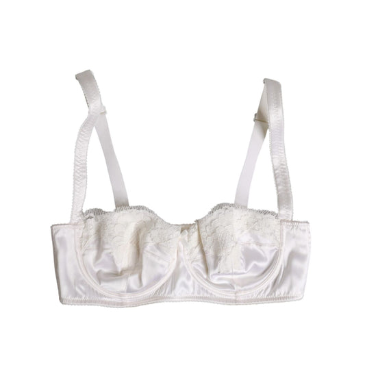 Dolce & Gabbana White Silk Underwired Balconette Bra Underwear