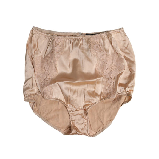 Dolce & Gabbana Beige Silk Lace High Waist Bikini Panty Underwear BIK1428-2
