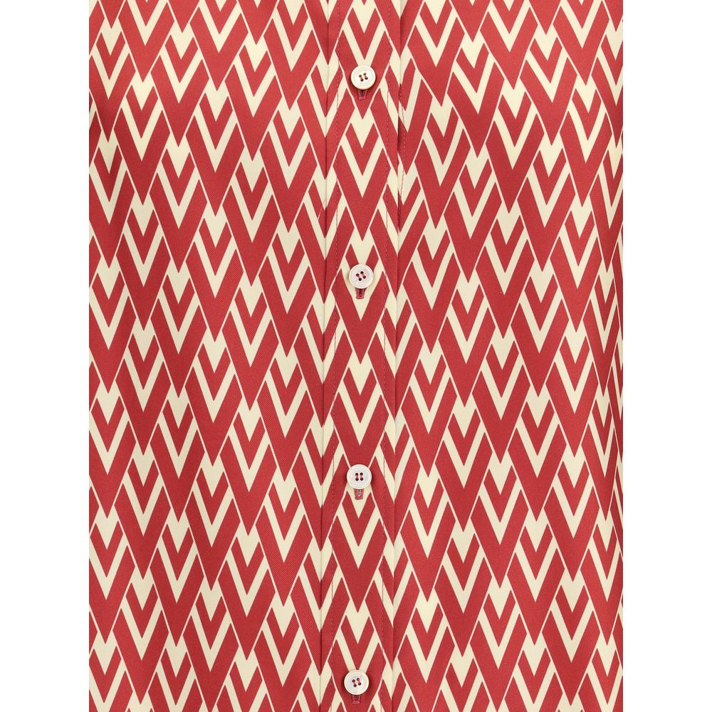 Valentino Red Silk Pattern Shirt