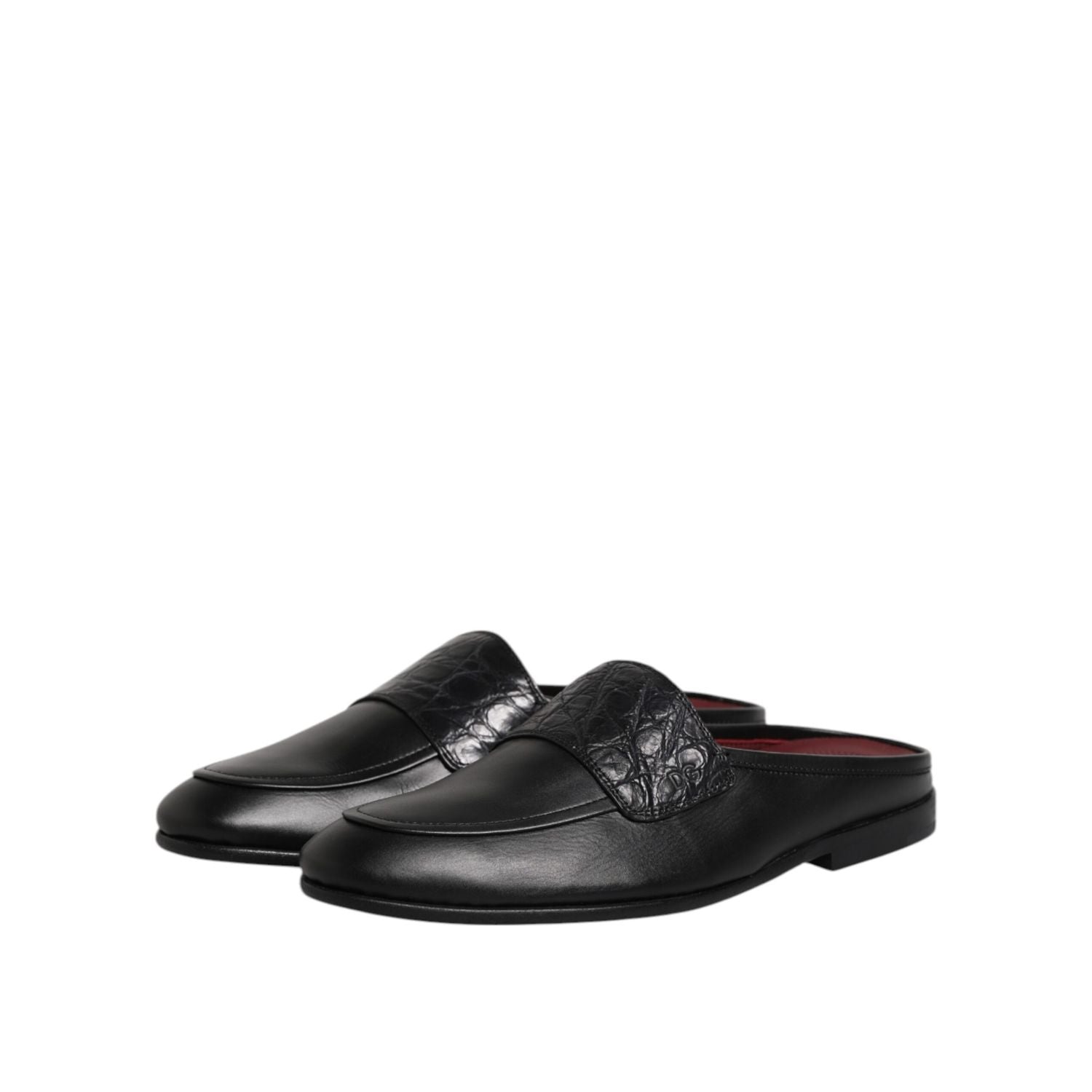 Dolce & Gabbana Black Calfskin Leather Slip On Loafers Shoes