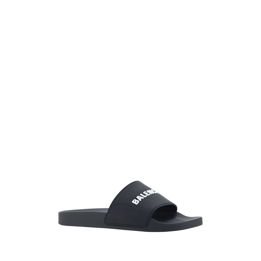 Balenciaga Black Rubber Flat Sandals