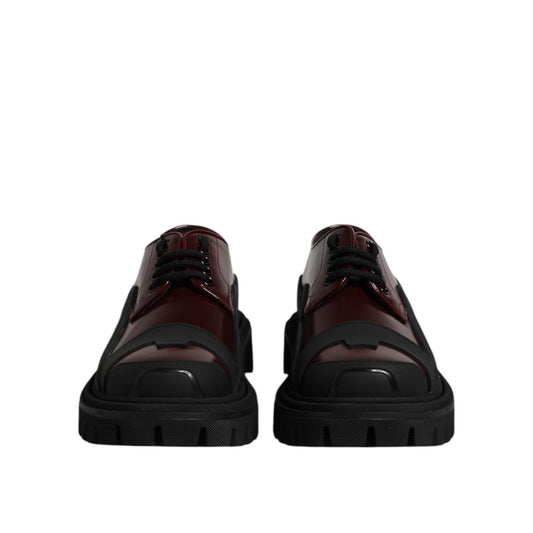 Dolce & Gabbana Red Leather Lace Up Trekking Dress Shoes MV7582-39