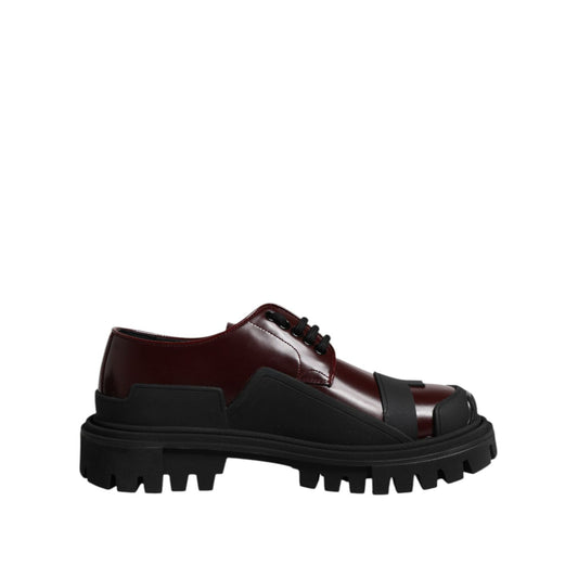 Dolce & Gabbana Red Leather Lace Up Trekking Dress Shoes MV7582-39