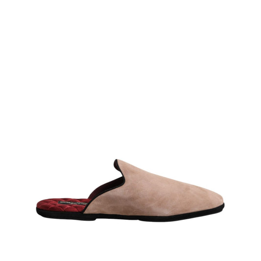 Dolce & Gabbana Beige Capra Suede Slides Flat Slipper Shoes MV7621-43