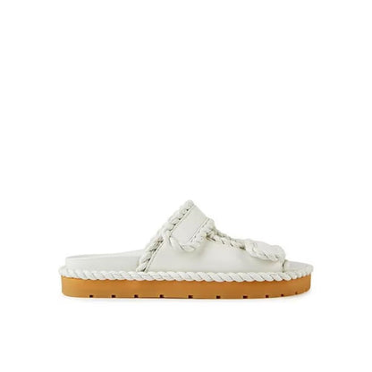 Bottega Veneta White Lamb Leather Flat Sandals