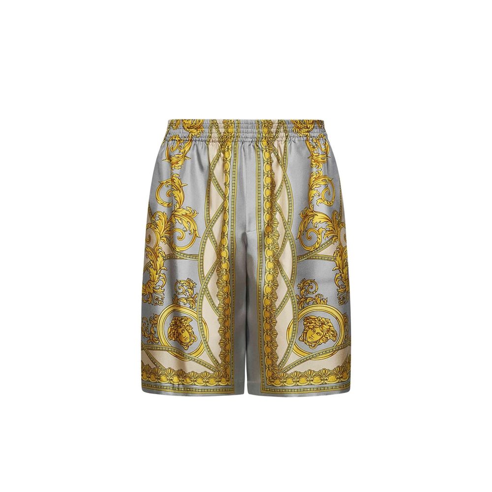 Versace Gray Silk Short And Mini Shorts