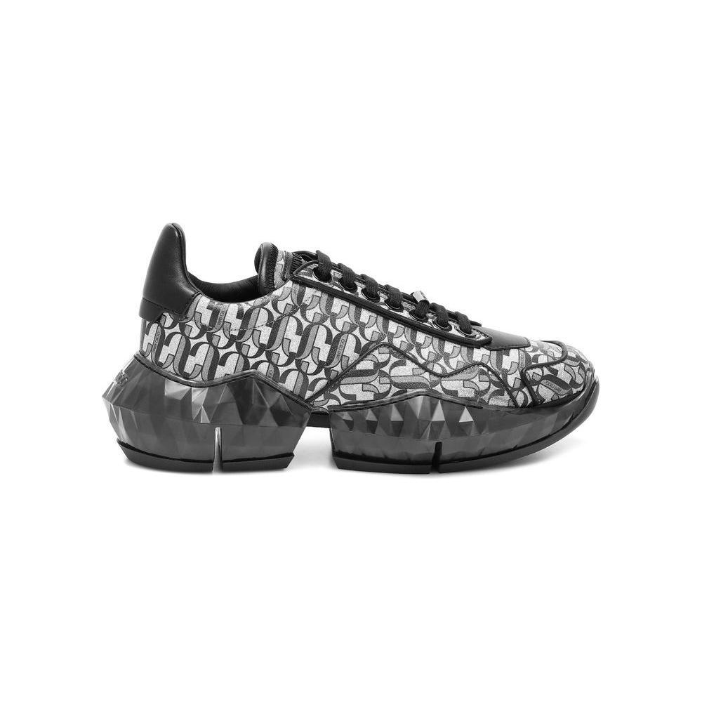 Jimmy Choo Diamond JC Monogram Glitter Leather Sneakers JI-8831299682516-EU35/US5