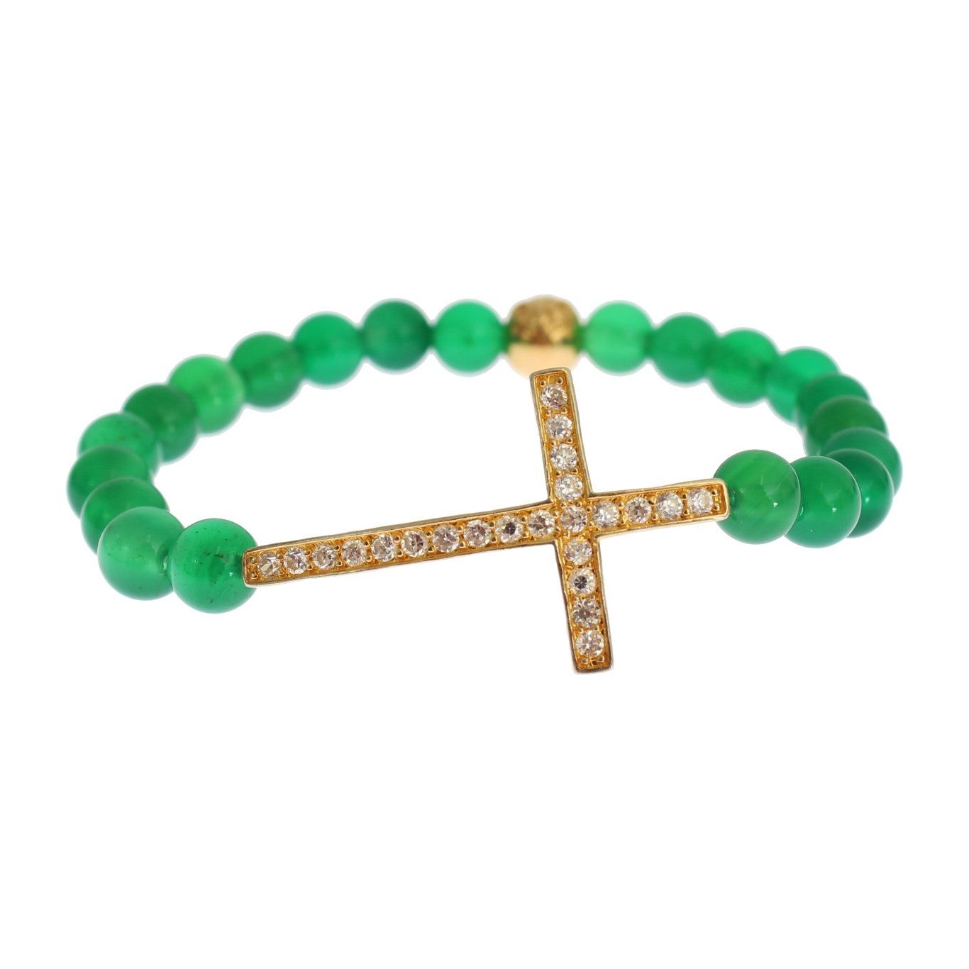 Elegant Green Jade Bead & Gold Plated Bracelet