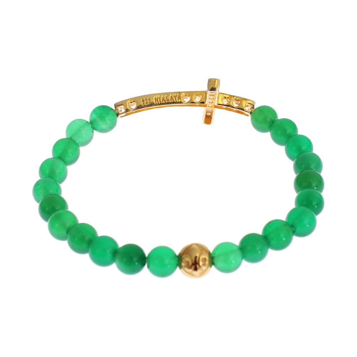 Elegant Green Jade Bead & Gold Plated Bracelet