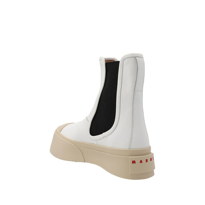 Marni White Calfskin Chelsea Boots