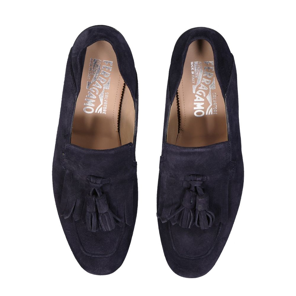 Salvatore Ferragamo Blue Calfskin Slip-On Loafers