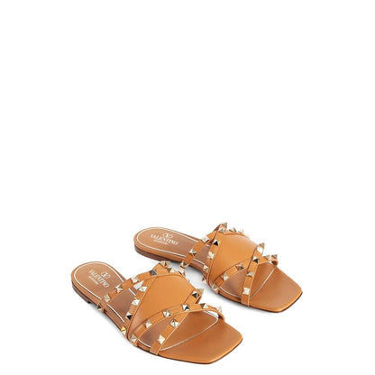 Valentino Garavani Brown Calfskin Strap-On Sandals