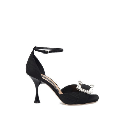 Sergio Rossi Black Fabric Stiletto Heel Sandals