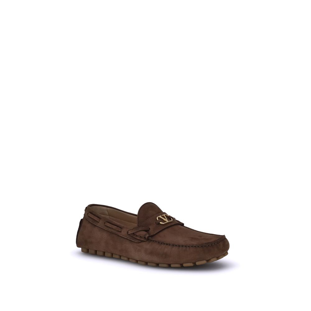 Valentino Garavani Brown Suede Slip-On Loafers