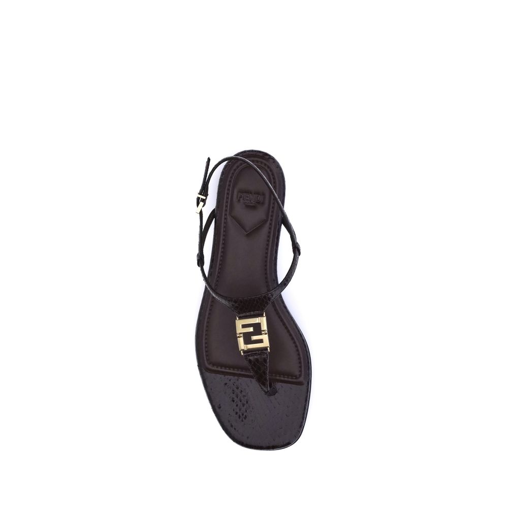 Fendi Purple Calf Leather Bos Taurus Flat Sandals