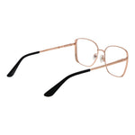 Guess Rose Gold Women Glasses Frame, metal full-rim design with demo lenses, square style, includes branded case.