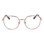 Guess Rose Gold Women Glasses Frame in metal full-rim round style with demo lenses, perfect for a stylish and elegant look.