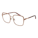 Guess Rose Gold Women Glasses Frame, full-rim metal square design, demo plastic lenses, spring hinge, size 54-18-135, includes branded case.