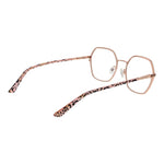 Guess Rose Gold Women Glasses Frame square full-rim metal with leopard print temples, 53-19-140 size, demo lenses included.