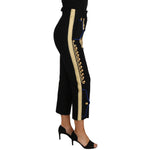 Dolce & Gabbana Military Embellished Pants Black Gold Dress Pant