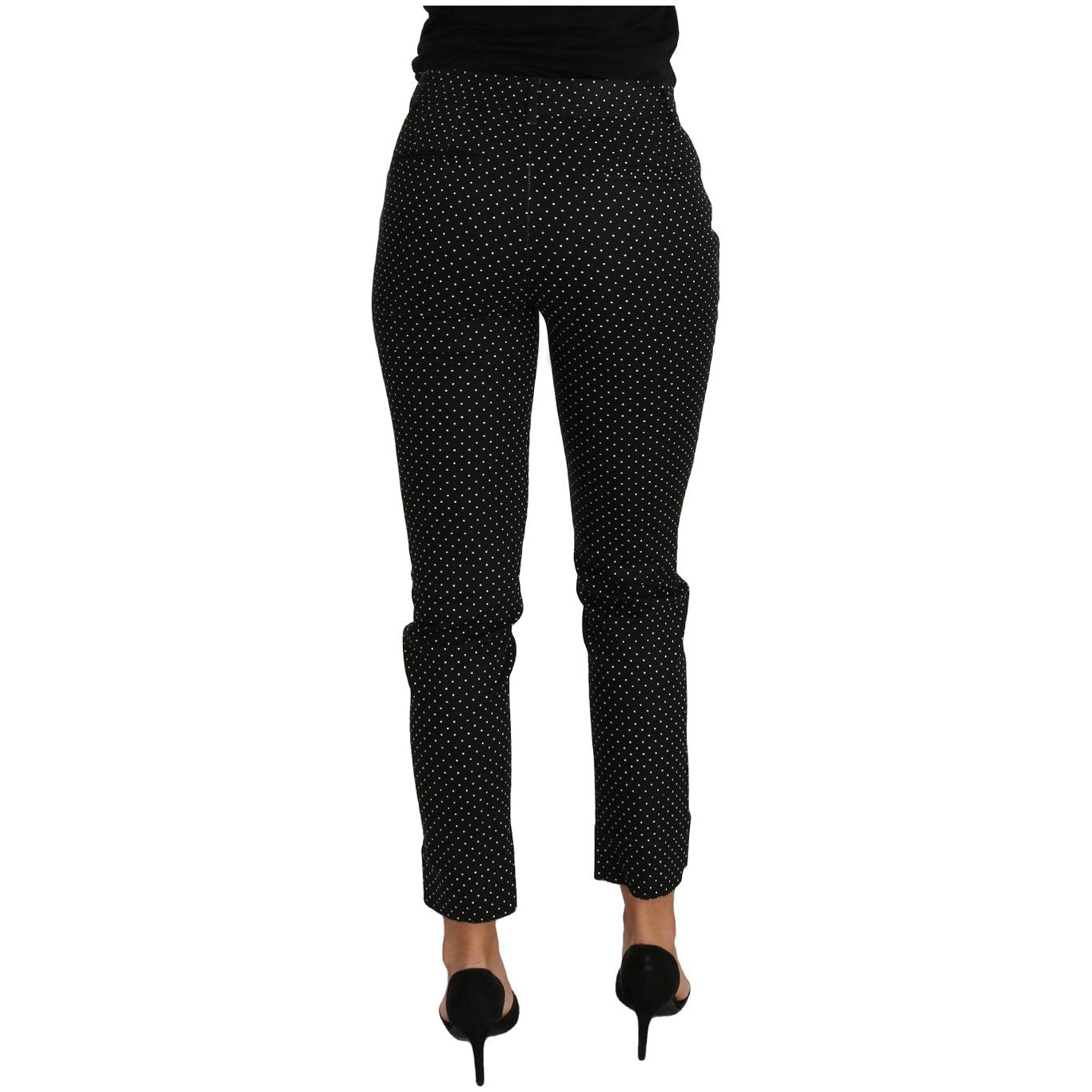 Dolce & Gabbana Black Dress Polka Dot Cropped Straight Pants Jeans & Pants