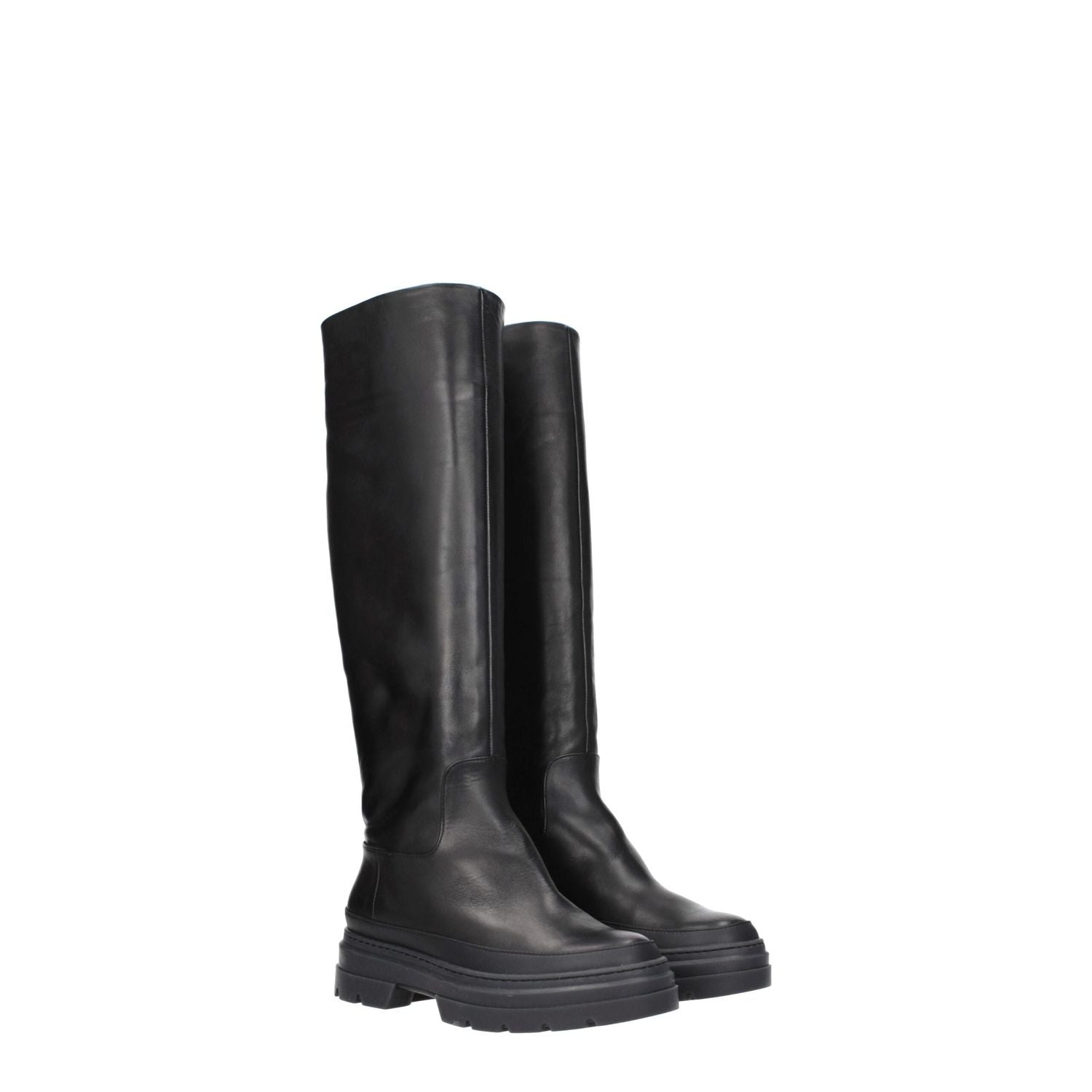 Max Mara Black Leather Over The Knee