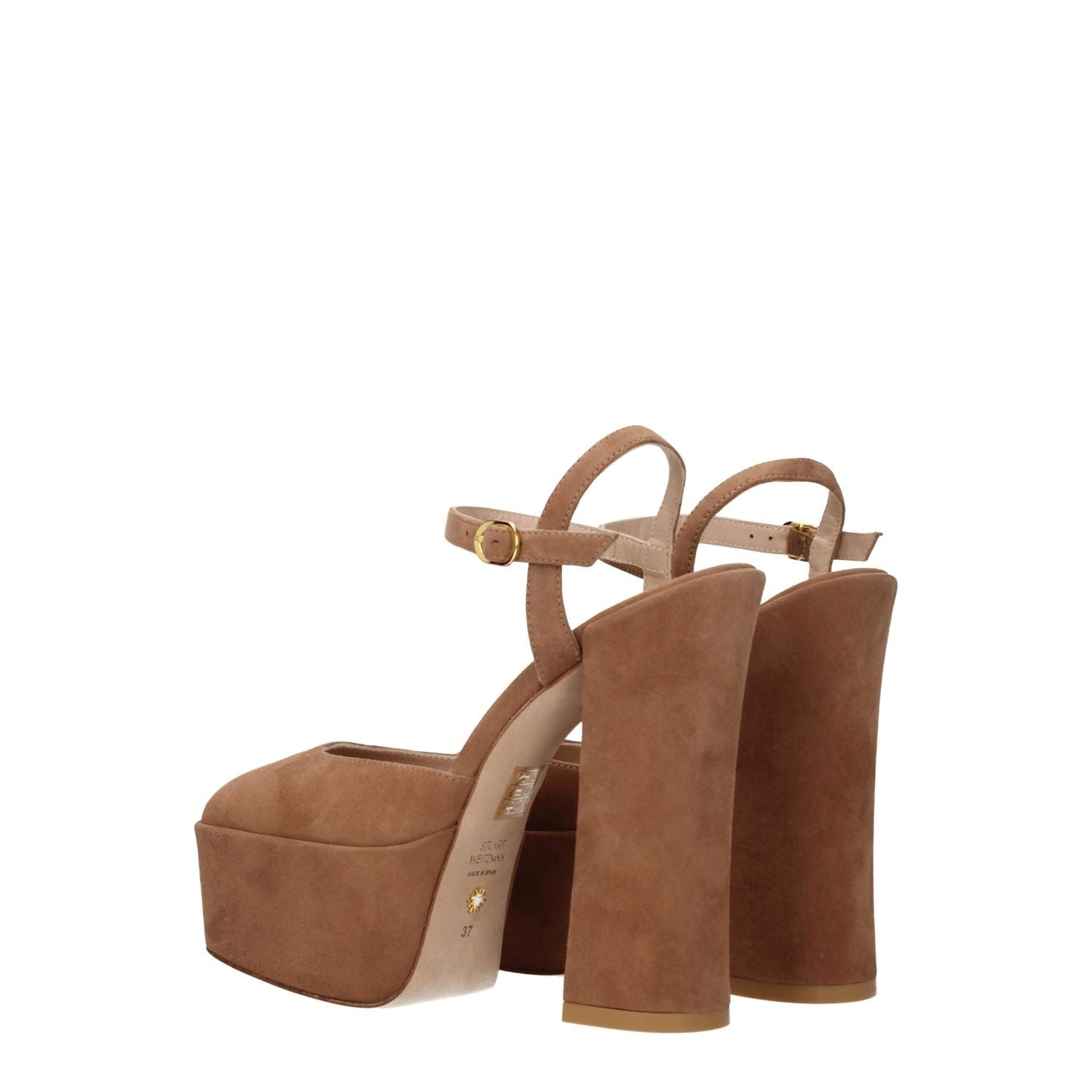 Stuart Weitzman Beige Leather Platform Sandals