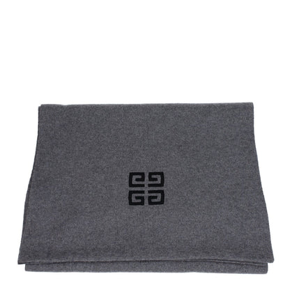 Givenchy Gray Wool Scarf featuring logo, made of 70% wool and 30% cashmere, size 40×180, MPN BP007RP0H7097, Wolf Grey color.