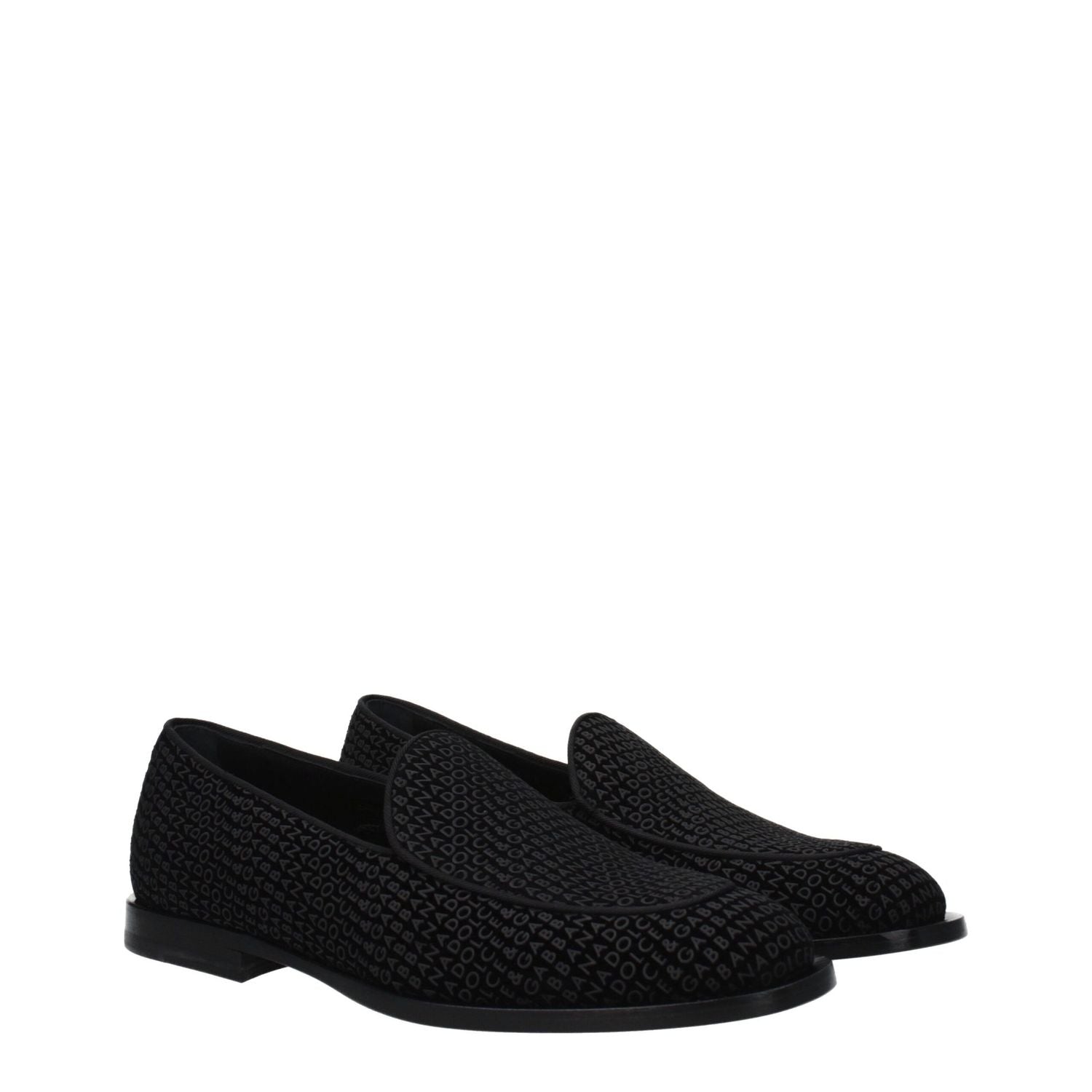 Dolce & Gabbana Black Velvet Slip-On Loafers