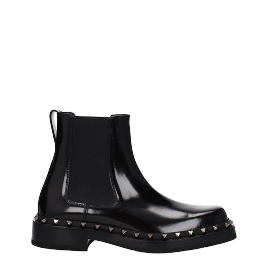 Valentino Garavani Black Leather Ankle Boots 1728,75667636384,Ankle - Boots - Shoes,Black,Boots - Shoes,EU44/US11,EU45/US12,Men,New with tags,Shoes,Valentino Garavani