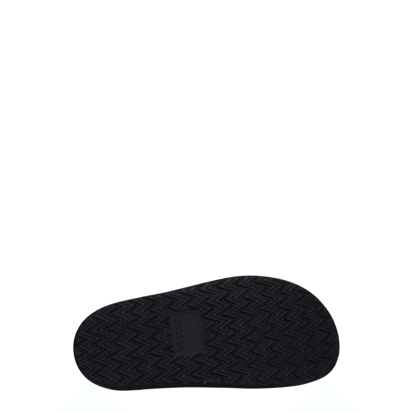 Sole view of Isabel Marant Black Leather Slippers with rubber pattern and vintage design features.