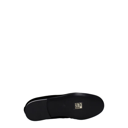Sole view of Palm Angels Black Velvet Slip-On Loafers showing leather sole and logo detail.