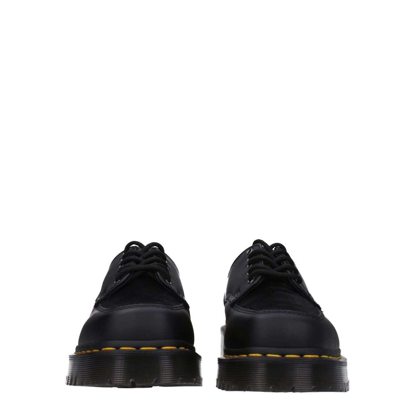 Dr. Martens Black Leather Oxfords And Derbies with lace up design, mid heels, and rubber sole. MPN U5IBEX31171001, F79198.