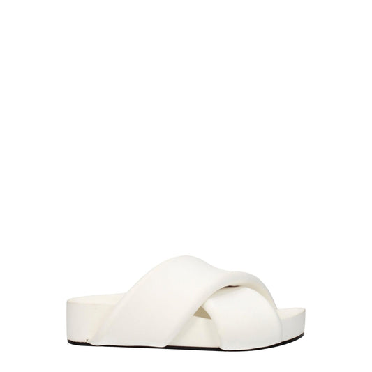 Jil Sander White Leather Slippers, open toe, mid heel, casual style, featuring vintage effect, MPN: J15WP0043P5057100.