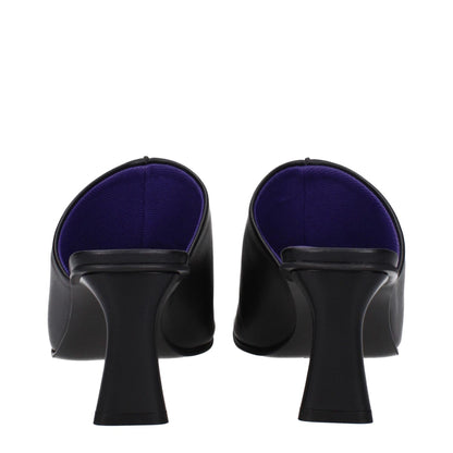 Rear view of Stella McCartney Black Leather Stiletto Heel Sandals with mid heels and open toe design.