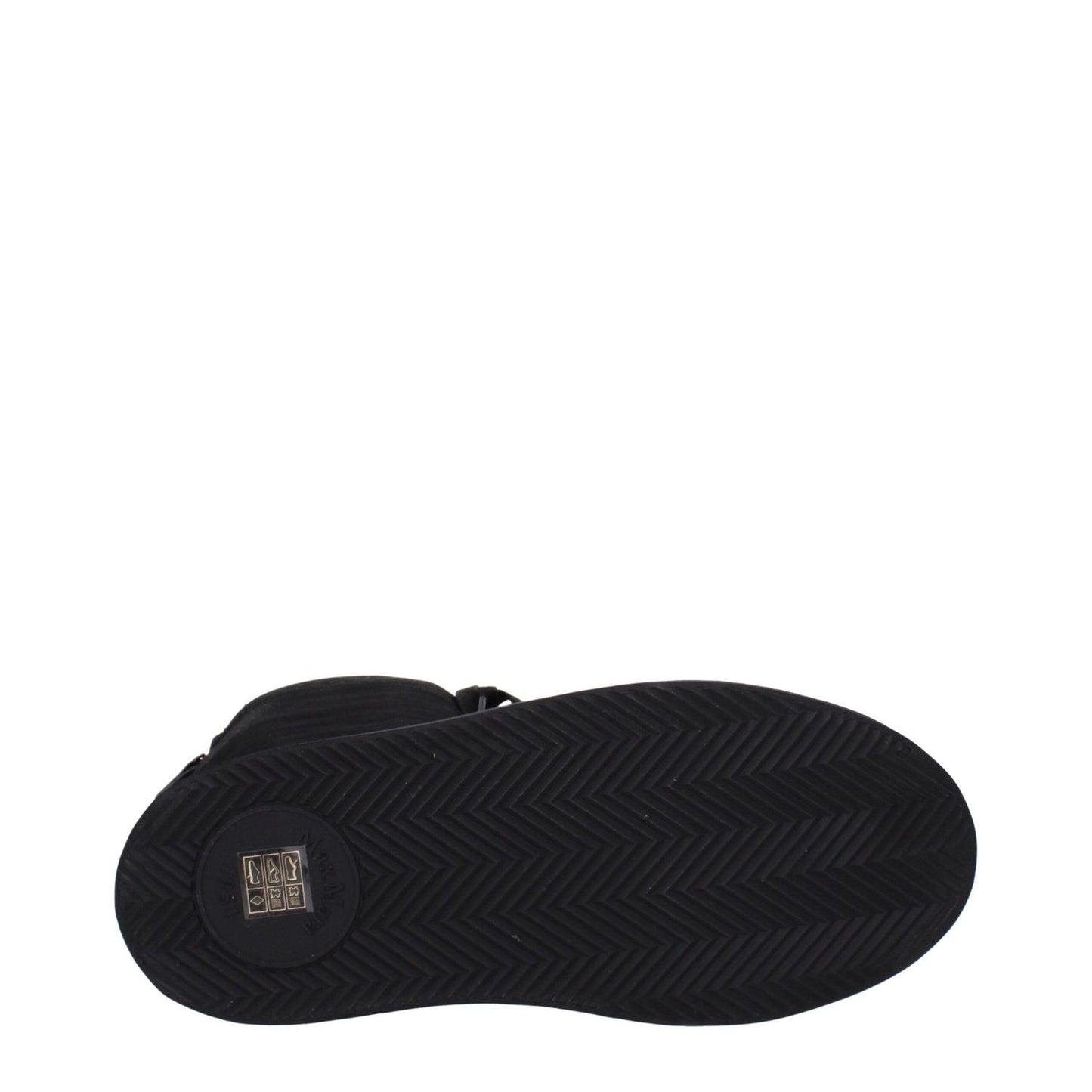 Sole view of Max Mara Black Fabric Lace-Up Boots with rubber sole and wedge heel.