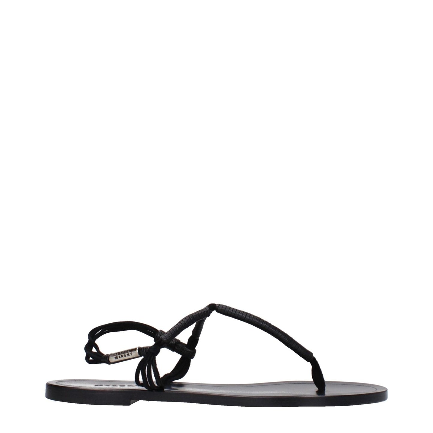 Isabel Marant Black Leather Flip-Flop Sandals