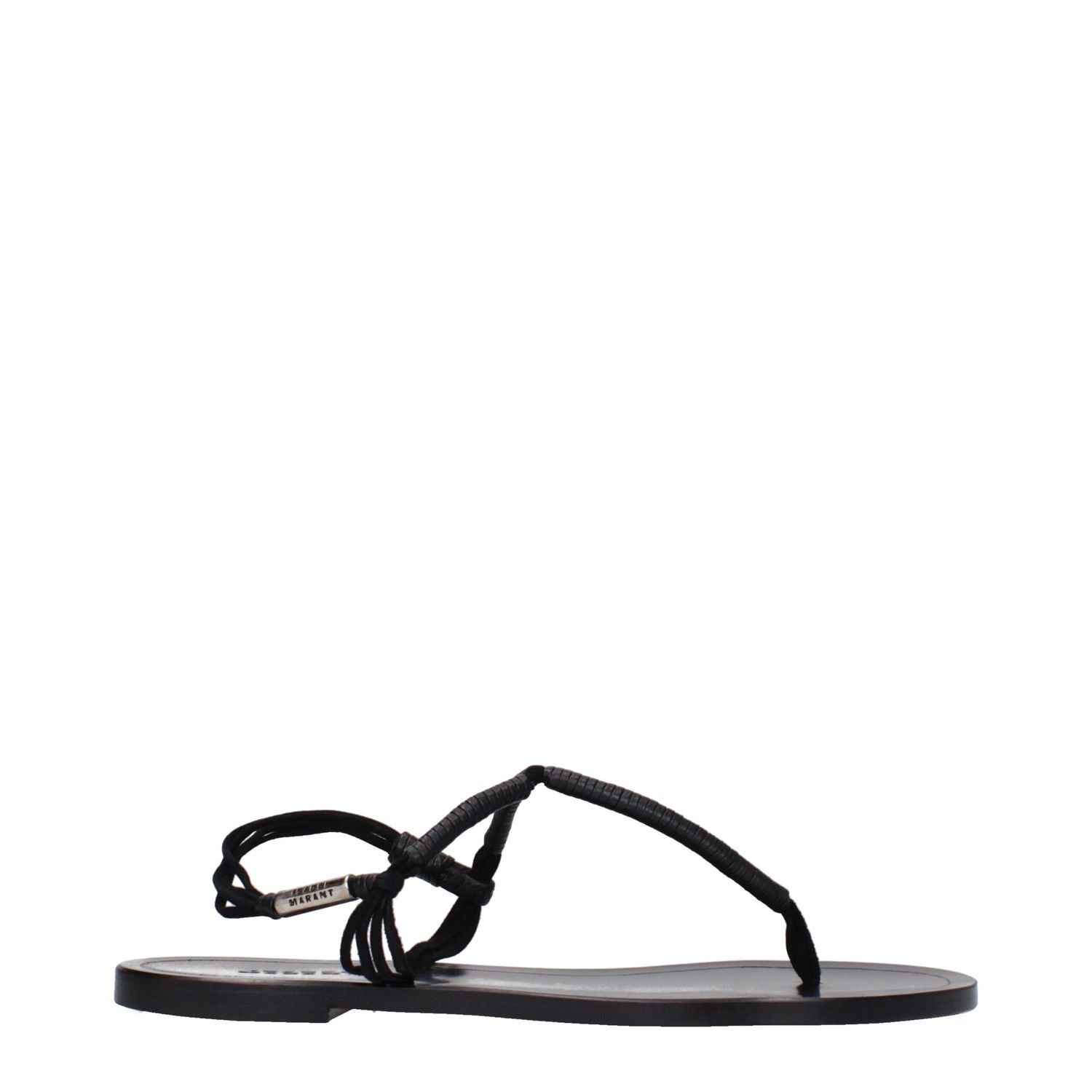 Isabel Marant Black Leather Flip-Flop Sandals
