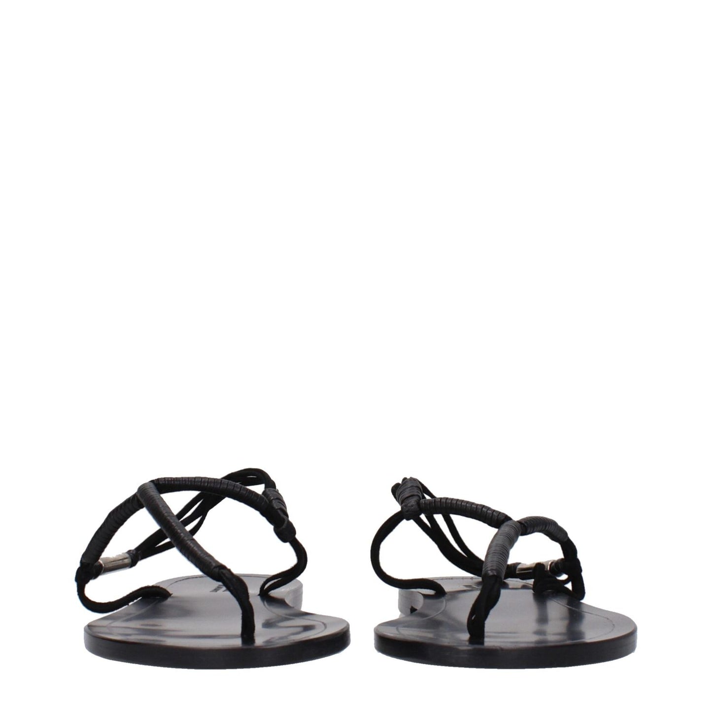 Isabel Marant Black Leather Flip-Flop Sandals