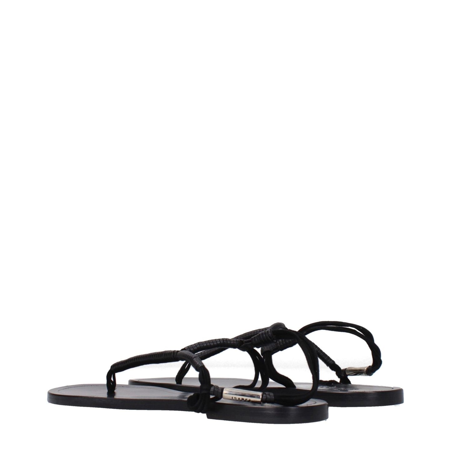 Isabel Marant Black Leather Flip-Flop Sandals