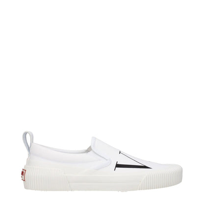 Valentino Garavani White Fabric Slip-On Loafers