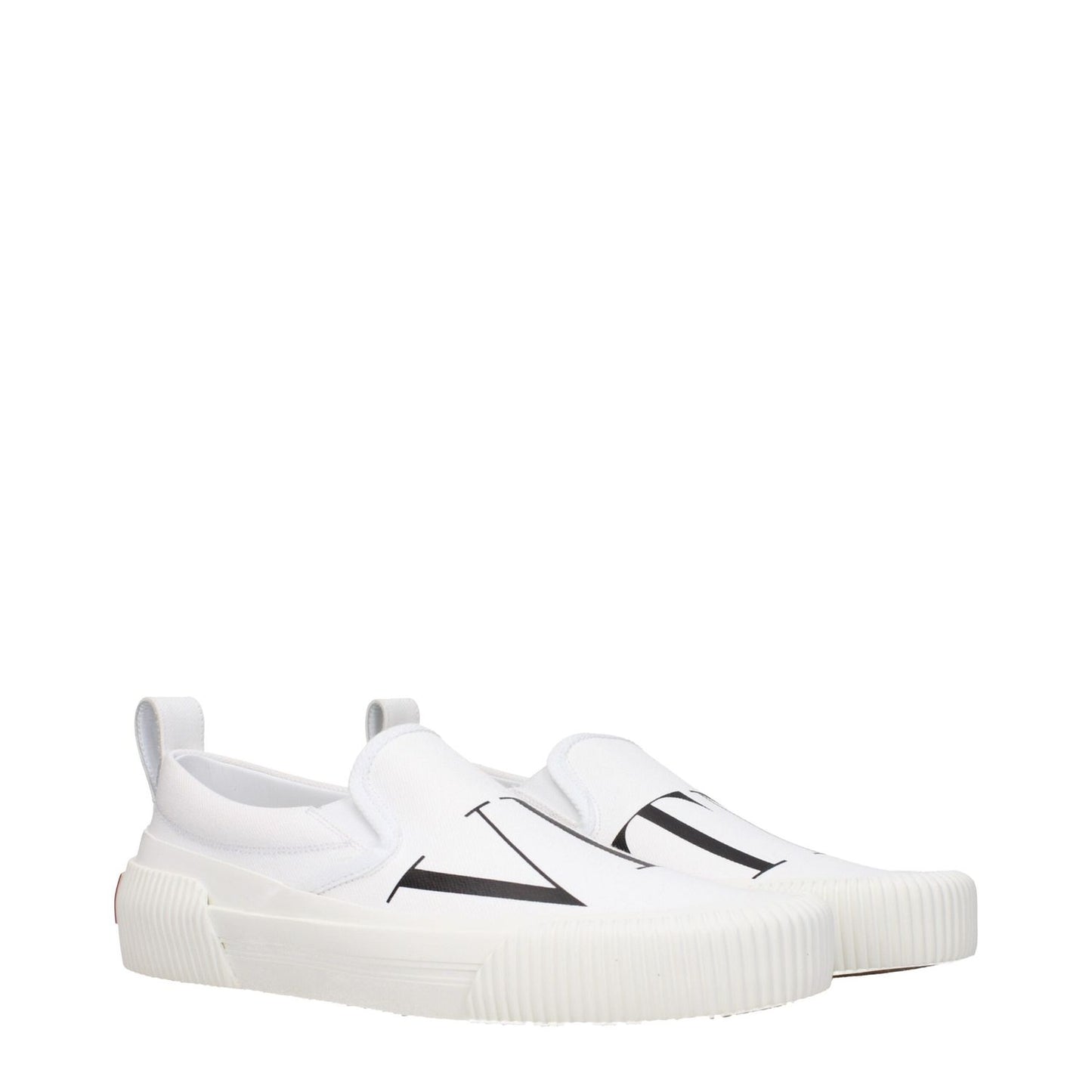 Valentino Garavani White Fabric Slip-On Loafers